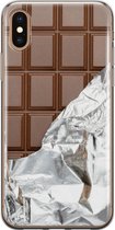 iPhone XS Max hoesje siliconen - Chocoladereep - Soft Case Telefoonhoesje - Print / Illustratie - Transparant, Bruin