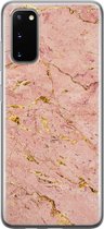 Leuke Telefoonhoesjes - Hoesje geschikt voor Samsung Galaxy S20 - Marmer roze goud - Soft case - TPU - Marmer - Roze