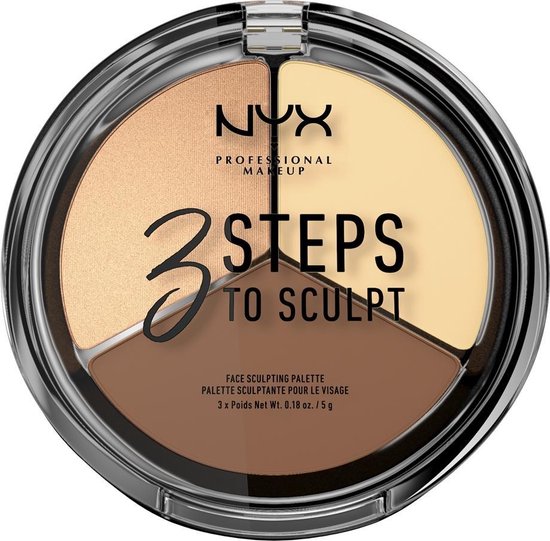 NYX Professional Makeup 3 Steps to Sculpt Face Sculpting Palette - Light 3STS02 - Highlighter en Contouring make-up - 15 gr