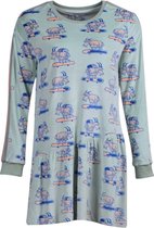 Woody slaapkleed meisjes/dames - pastelgroen met geit all-over print - geit - 202-2-YDG-V/971 - maat S