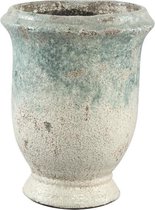 PTMD Mels blue glazed ceramic pot on foot round l