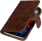 Wicked Narwal | Bark bookstyle / book case/ wallet case Hoes voor Samsung Galaxy Core i8260 Donker Bruin