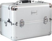 Veronica NAIL-PRODUCTS - Aluminium koffer - Zilver - 3 vaks - Draagriem en afsluitbaar - Beautycase voor nagel, pedicure, manicure, visagie, make-up, kapper spullen.