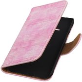 Wicked Narwal | Lizard bookstyle / book case/ wallet case Hoes voor Samsung galaxy j1 2015 Ace Roze