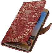 Wicked Narwal | Lace bookstyle / book case/ wallet case Hoes voor Samsung Galaxy S6 Edge Plus G928T Rood