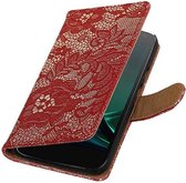 Wicked Narwal | Lace bookstyle / book case/ wallet case Hoes voor Motorola Moto G4 Play Rood