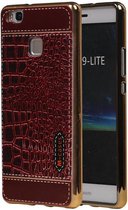 Wicked Narwal | M-Cases Croco Design backcover hoes voor Huawei P9 Lite Rood