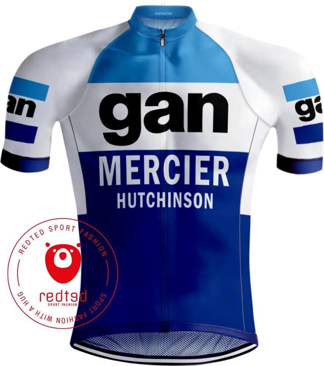 Retro Wielershirt Gan Mercier Blauw - REDTED - S