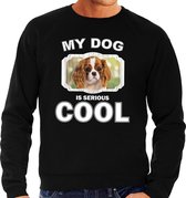 Charles spaniel honden trui / sweater my dog is serious cool zwart - heren - Cavalier king charles-spaniels liefhebber cadeau sweaters M