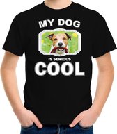 Jack russel honden t-shirt my dog is serious cool zwart - kinderen - Jack russel terriers liefhebber cadeau shirt S (122-128)