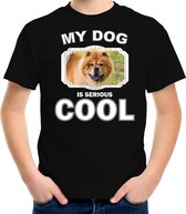 Chow chow honden t-shirt my dog is serious cool zwart - kinderen - Chow chows liefhebber cadeau shirt S (122-128)