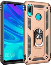 HB Hoesje Geschikt voor Huawei P Smart 2019 Goud - Anti-Shock Hybrid Armor met Kickstand Ring