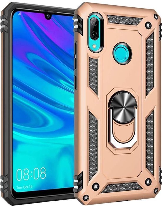 Kruik Uitmaken Gewend aan Huawei P Smart 2019 Hoesje Goud - Anti-Shock Hybrid Armor met Kickstand  Ring | bol.com