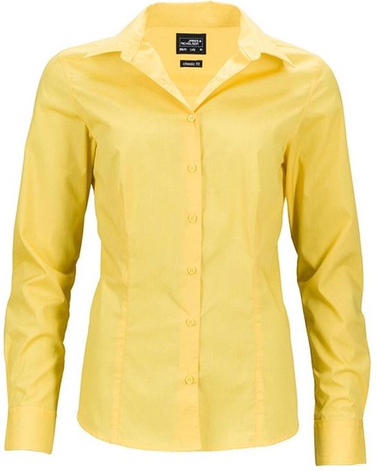 James and Nicholson Dames/dames Longsleeve Business Shirt (Geel)