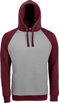 SOLS Unisex Seattle Contrast Raglan Hoodie (Grijze mergel/bordeaux)