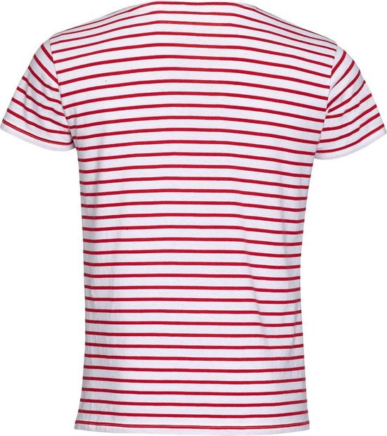 SOLS Heren Miles Gestreept T-Shirt met korte mouwen (Wit/rood) | bol.com