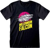 Star Wars Heren Tshirt -L- Millennium Falcon Circle Zwart