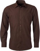 James and Nicholson Heren Longsleeve Poplin Shirt (Bruin)