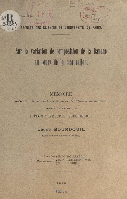 Sur la variation de composition de la banane au cours de la  ... - cover