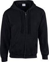 Gildan Zware Blend Unisex Adult Full Zip Hooded Sweatshirt Top (Zwart)