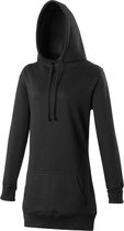 Awdis Girlie Womens Longline Hooded Sweatshirt / Hoodie (Jet Zwart)