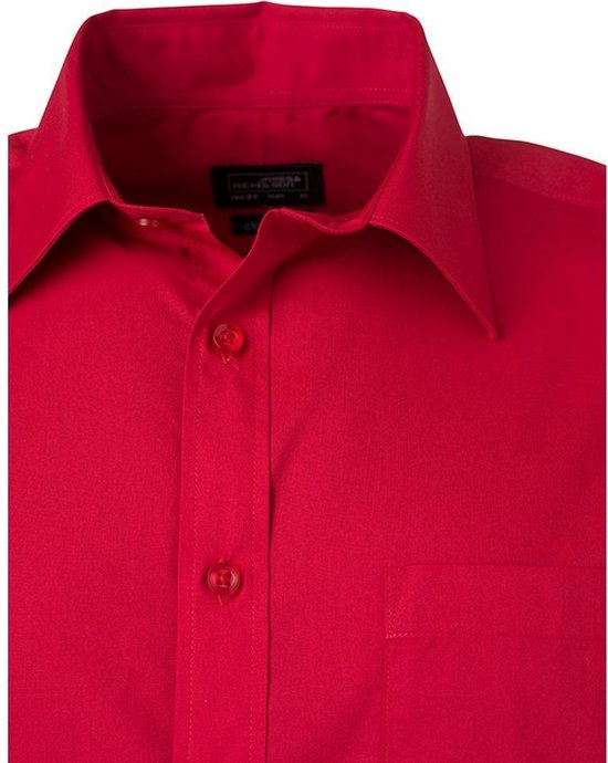 Chemise à manches courtes en popeline James and Nicholson hommes (rouge)