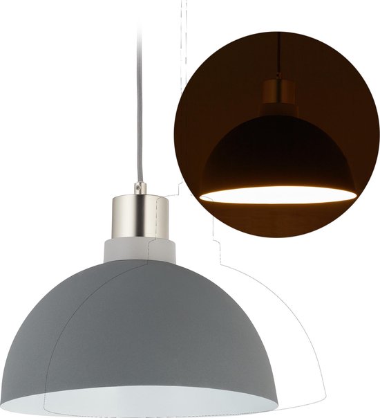 bol.com | relaxdays hanglamp industrieel - pendellamp eettafel -  plafondlamp metaal - E27 - grijs