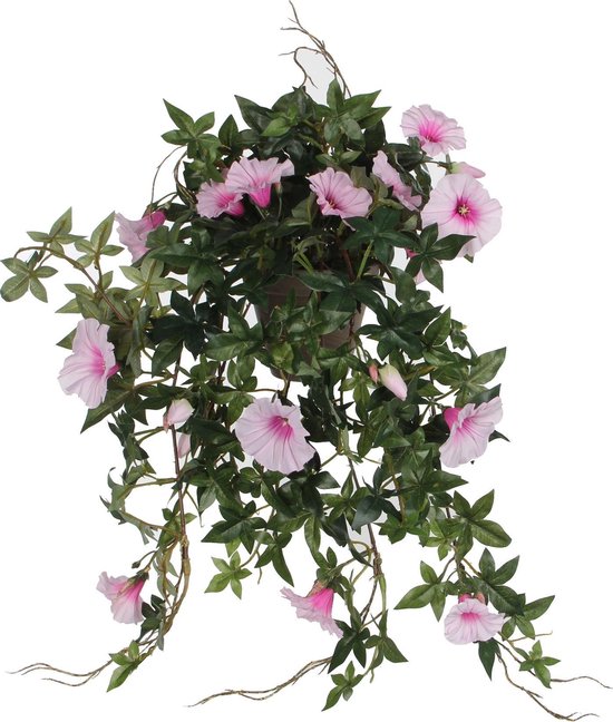 Plante artificielle Pétunia Rose - L 50cm - Pot en céramique - Décorations Mica