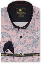 Heren Overhemd - Slim Fit - Paisley Premium - Roze - Maat XL