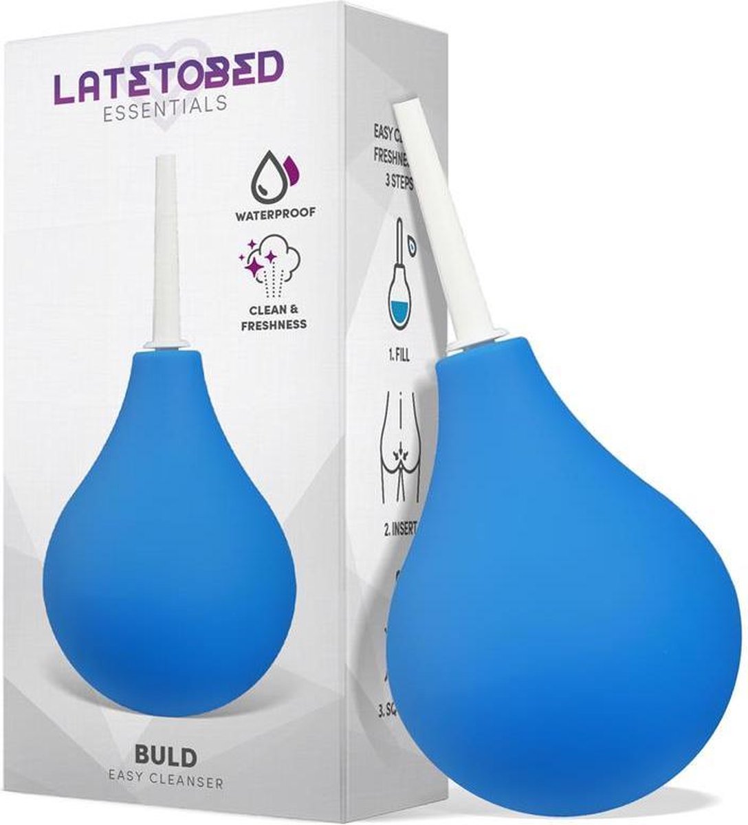 Goedkoopste LateToBed Buld - Lavement Peer - Easy Cleaner - Body-Safe Siliconen - Blauw