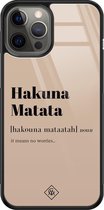 iPhone 12 Pro Max hoesje glass - Hakuna Matata | Apple iPhone 12 Pro Max  case | Hardcase backcover zwart