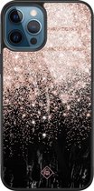 iPhone 12 Pro hoesje glass - Marmer twist | Apple iPhone 12 Pro  case | Hardcase backcover zwart