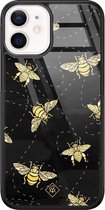 iPhone 12 mini hoesje glass - Bee yourself | Apple iPhone 12 Mini case | Hardcase backcover zwart