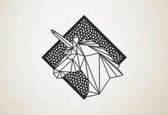 Line Art - Eenhoorn 2 met achtergrond - XS - 25x25cm - Zwart - geometrische wanddecoratie