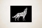 Line Art - Wolf vierkant 4 - S - 45x56cm - Zwart - geometrische wanddecoratie