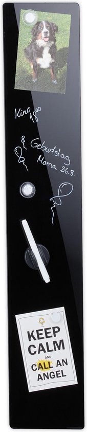 Relaxdays glassboard zwart - memobord - magneetbord - magnetisch prikbord - beschrijfbaar - 20 x 40 cm - Relaxdays