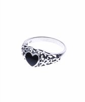 Ringen dames | Zilveren Ierse ring, met onyx hart