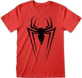 Marvel SpiderMan Heren Tshirt -XL- Black Spider Symbol Rood