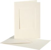 Passepartout Kaarten, afmeting kaart 10,5x15 cm, afmeting envelop 11,5x16,5 cm, off-white, rechthoek, 10sets, gatgrootte 6,5x8,8