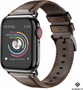 Strap-it Luxe leren band - Geschikt voor Apple Watch bandje - Series 1/2/3/4/5/6/7/8/9/SE/ - Donkerbruin - bandje echt leer met gespsluiting - Lederen iWatch bandje voor maat: 38 mm 40 mm 41 mm