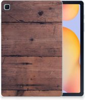 Tablet Hoes Geschikt voor Samsung Galaxy Tab S6 Lite | Tab S6 Lite 2022 TPU Bumper Old Wood met transparant zijkanten
