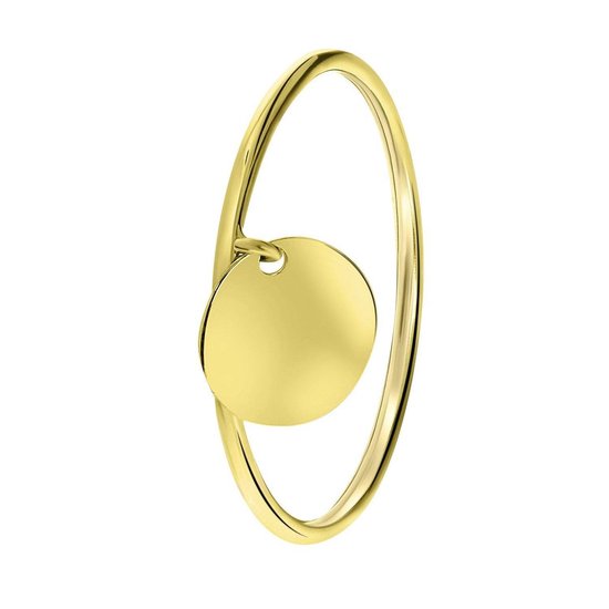 Lucardi – Dames Ring dangle disc – Ring – Cadeau – 14 Karaat Goud – Geelgoud