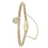 Donna Mae - Stalen armband mesh goldplated peace met kristal