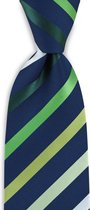 We Love Ties - Stropdas groen gestreept - geweven polyester Microfill - marineblauw / diverse groentinten / wit