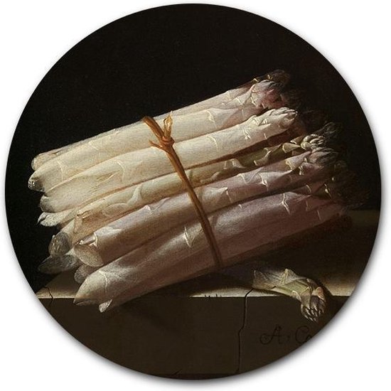 Wandcirkel Stilleven met asperges - WallCatcher | Aluminium 80 cm | Adriaen Coorte | Muurcirkel