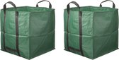2x Groene vierkante tuinafvalzakken opvouwbaar 148 liter - Tuinafvalzakken - Tuin schoonmaken/opruimen - Tuinonderhoud