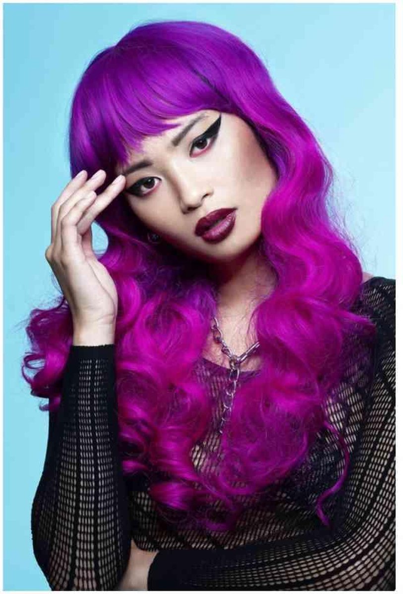 Manic Panic pruik - violet, lang, golvend - voor carnaval