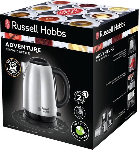 Instellingen en functies - Russell Hobbs 23655016001 - Russell Hobbs Adventure Brushed 23912-70 1,7L Waterkoker - RVS