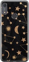 Huawei Y6 (2019) hoesje siliconen - Counting the stars | Huawei Y6 (2019) case | zwart | TPU backcover transparant