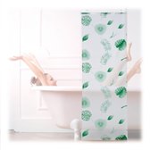 Relaxdays douchegordijn plafondmontage - badgordijn - gordijn voor badkuip - bladeren - 60x240cm